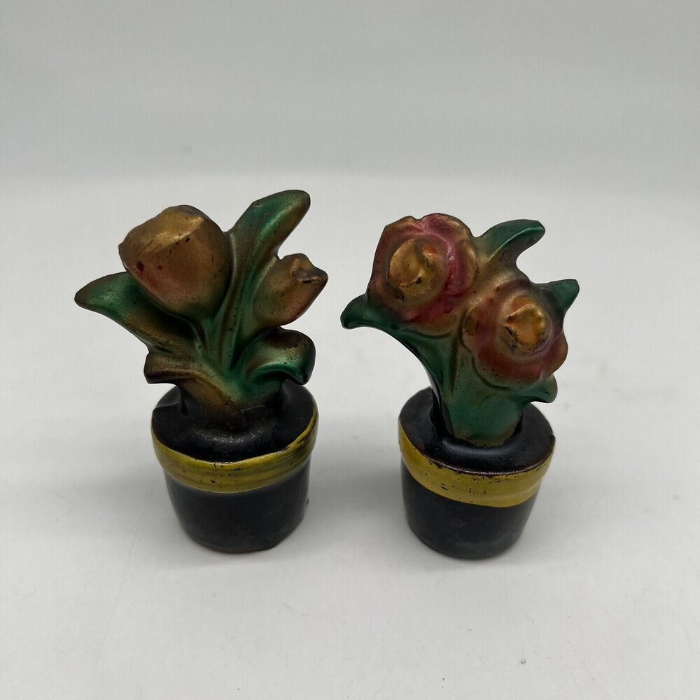 Vintage Figural Flower Pot Salt And Pepper Shakers Japan 3"